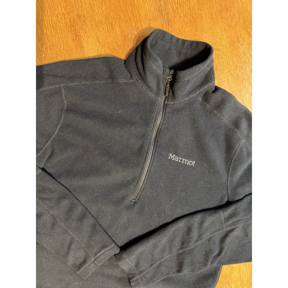 Marmot Jacket Men's M Black Fleece 1/4‎ 1/2 Zip Pullover Mock Neck Zip Pocket